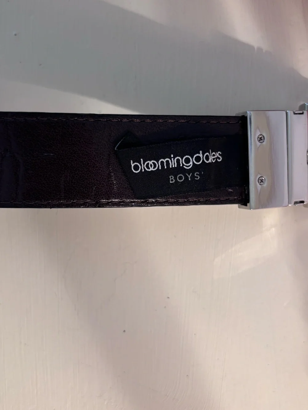 Bloomingdale’s Boys Black Crocodile Leather Belt 32
